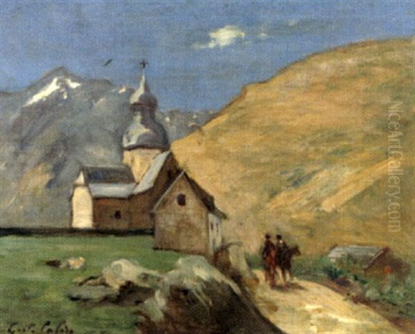 Paysage Anime Dans Les Pyrenees Avec Une Chapelle - view 1
