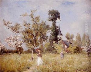 Femme A L'ombrelle Dans Un Paysage Femme A L'ombrelle Dans Un Paysage