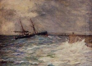 Vapeur Rentrant Au Port by Gustave Colin