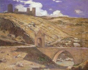 Carromato Cruzando El Puente De Alcantara, Toledo