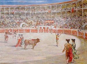 Scene De Tauromachie by Gustave Colin