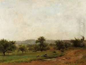 Landschaft Mit Einem Jungen In Der Wiese by Paul-Alfred Colin
