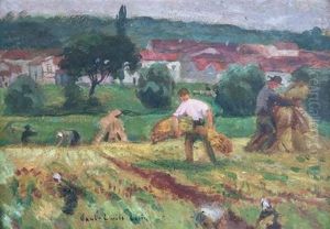 Double Sided Painting- People Working In The Field (recto); Landscape (verso) Double Sided Painting- People Working In The Field (recto); Landscape (verso)