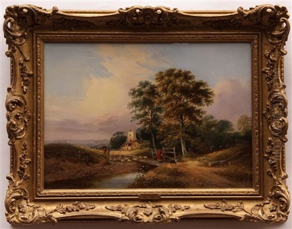 Figures And Sheep In Country Landscape - view 1