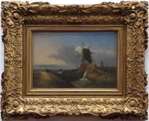 Herder, Dog And Cattle Resting By A Mill by Samuel David Colkett