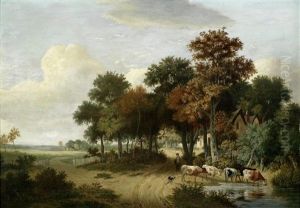 Cattle Watering In An East Anglian Landscape