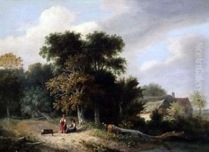 Children On A Lane With Cottage Beyond