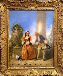 Two Elegant Courting Figures On Aterrace