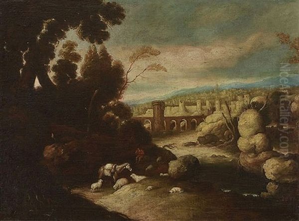 Rocky Landscape And Fortified Town - view 1