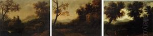 A Figure And His Hound In An Extensive Landscape (+ 2 Others; 3 Works) by Francisco Collantes