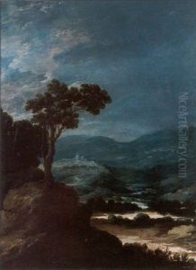 A Wooded River Landscape by Francisco Collantes