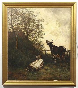 Cattle In Landscape by Marie Henrotin Collart
