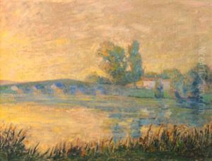 Le Pont Sur La Riviere, Paysage Impressionniste
