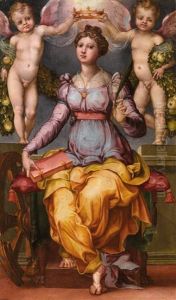 Die Heilige Katharina Von Alexandrien Von Zwei Engeln Gekront by Raffaelo Colle