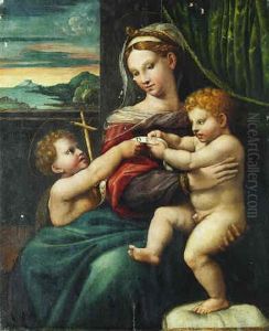 The Madonna And Child With The Infant Saint John The Baptist by Raffaelo Colle