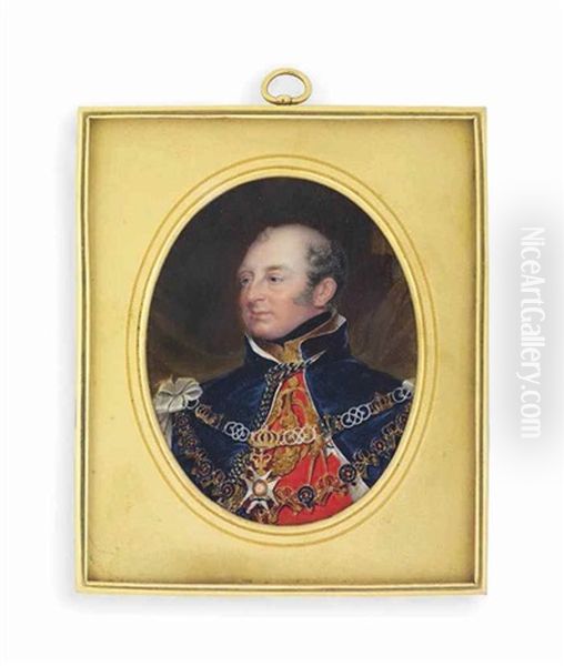 Prince Frederick (1763-1827), Duke Of York And Albany, In Ceremonial Garter Robes, Red Coat With Gold Embroidered Collar, White Silk-lined Blue Cloak Tied At Neck With Gold And Blue Braid, Wearing The Chain Of The Order Of The Garter Pinned At Shoulders W - view 1