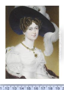 Victoria, Duchess Of Kent (1786-1861), Wearing White Decollete Dress With Lace Trim To Sleeves, Her Ermine Trimmed Crimson Cloak Draped...