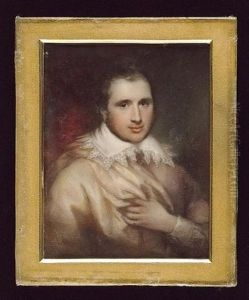 An Actor Wearing Mauve Doublet, White Van Dyck Collar, Matching Cuff And Cream Cloak Over His Right Shoulder, His Left Hand Raised To His Chest by Henry Collen