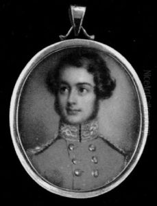 An Officer With Brown Curling Hair And Side Whiskers, Wearing Scarlet Coat