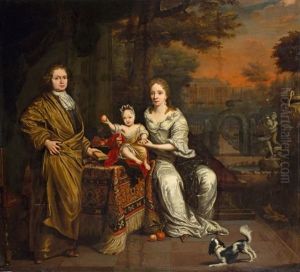 Portrait Of A Groningen Family In A Garden by Hermann Collenius