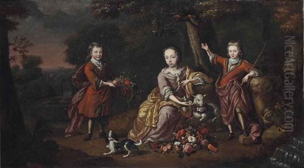 Portrait Of Three Children In A Landscape - view 1