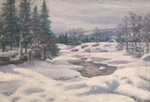Vinter Ved Mesna by Fredrik Jonas Lucian Botfield Collett