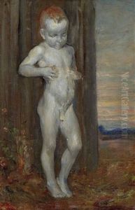 Akt Eines Stehenden Knaben Vor Landschaftskulisse by Antonio Colli