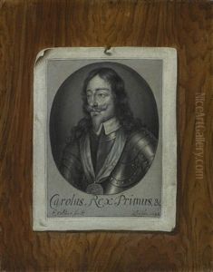 Trompe L'oeil Of A Print Of King Charles I Of England On A Wood Board by Edward Collier