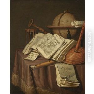 A Vanitas Still Life With A Globe, An Hour-glass, A Book And A Score, Together With Various Other Musical Instruments by Edward Collier