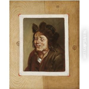 A Trompe L'oeil Of A Painting Of A Peasant Fixed To A Wooden Board