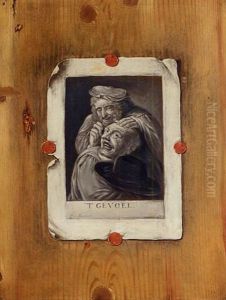 A Trompe L'oeil Of A 't Gevoel Print Set On A Panel by Edward Collier