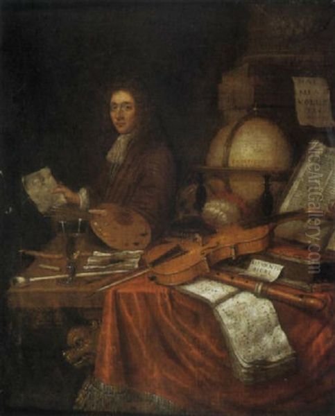 A Self Portrait Of The Artist With A Vanitas Still Life - view 1