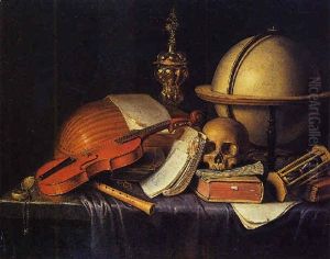 Nature Morte Aux Instruments De Musique Et A La Mappemonde by Edward Collier