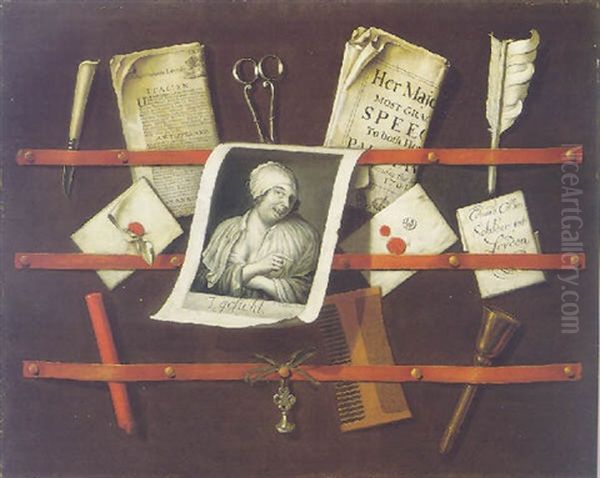Trompe L'oeil Still Life Of A Letter Rack - view 1
