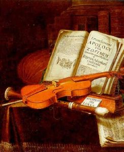 Still Life With A Violin, A Recorder, A Lute, Books And Music by Edward Collier