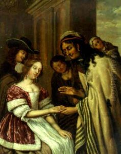 A Gypsy Fortune Teller Reading A Lady's Palm A Gypsy Fortune Teller Reading A Lady's Palm