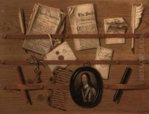 A Trompe-l'oeil Of Letters, Pamphlets, A Quill And Other Objects by Edward Collier