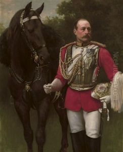 Portrait Of Colonel Rowland Beech In The Uniform Of An Officer Of The Life Guards, With His Horse