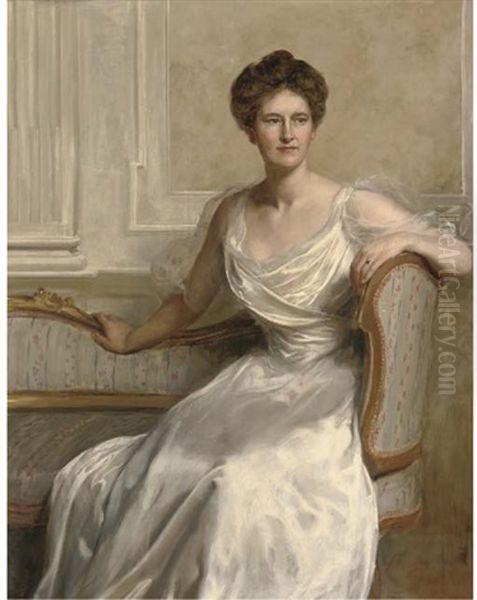 Portrait Of Mary Frances Wilson, Seated Three-quarter-length, In A White Dress, In An Interior - view 1