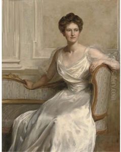 Portrait Of Mary Frances Wilson, Seated Three-quarter-length, In A White Dress, In An Interior