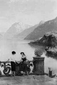 Figures On A Terrace Overlooking A Lake by Collier, John