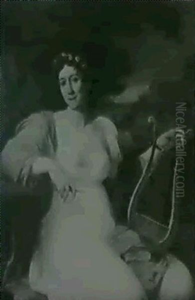 Portrait D'une Dame Dans Un Habit Premier Empire Avec Une Lyre - view 1