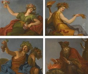 Allegories Of The Four Seasons by Hyacinthe Collin de Vermont