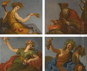 Allegories Of The Four Seasons by Hyacinthe Collin de Vermont