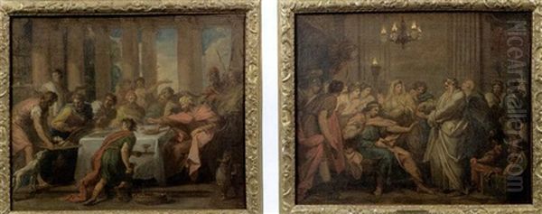 Astiages, Pere De Cyrus, Fait Apporter A Harpage Un Plat Contenant La Tete, Les Pieds Et Les Mains De Son Fils (+ Mane, Thecel, Phares Explique Par Daniel; 2 Works For L'histoire De Cyrus) - view 1