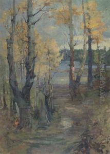 Autmn Birch Trees On The Lake