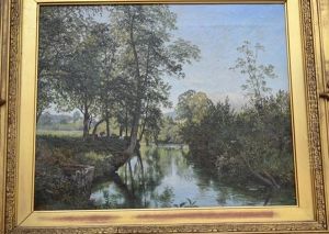 Summer River Landscape With Cattle And Sheep In A Meadow by Charles Collins II