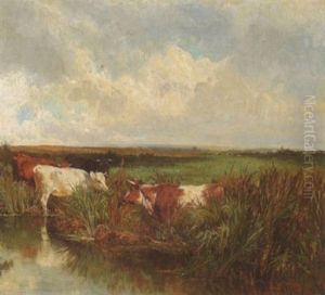Kuhe Am Weiher by Charles Collins II