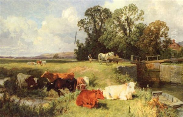 Cattle By A Lock - view 1