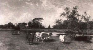 River Landscape With Cows by Charles Collins II